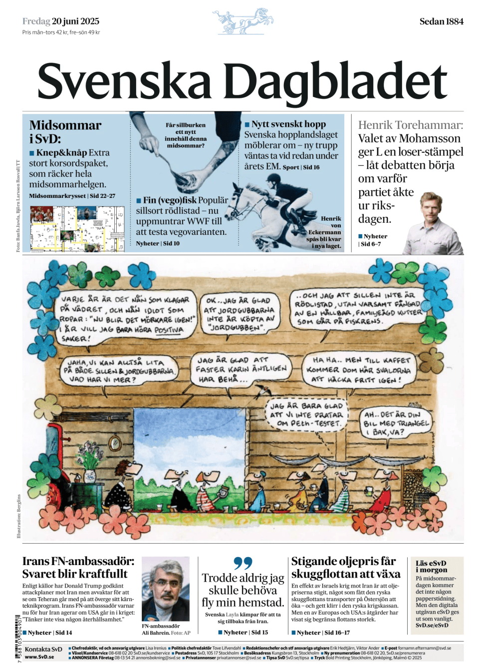 Prima-pagina-Svenska Dagbladet-edizione-di-oggi-20250620